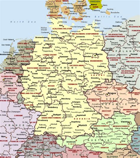 map of germany with cities and towns